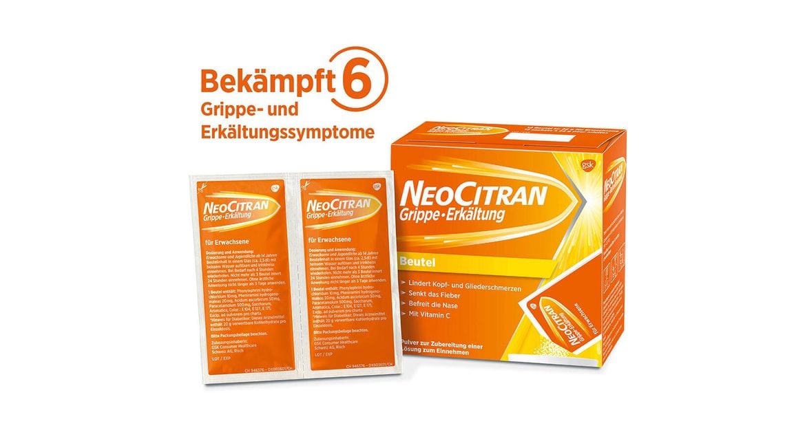 NeoCitran Grippe•Erkältung:<br />Bekämpft 6 Grippe- und Erkältungssymptome