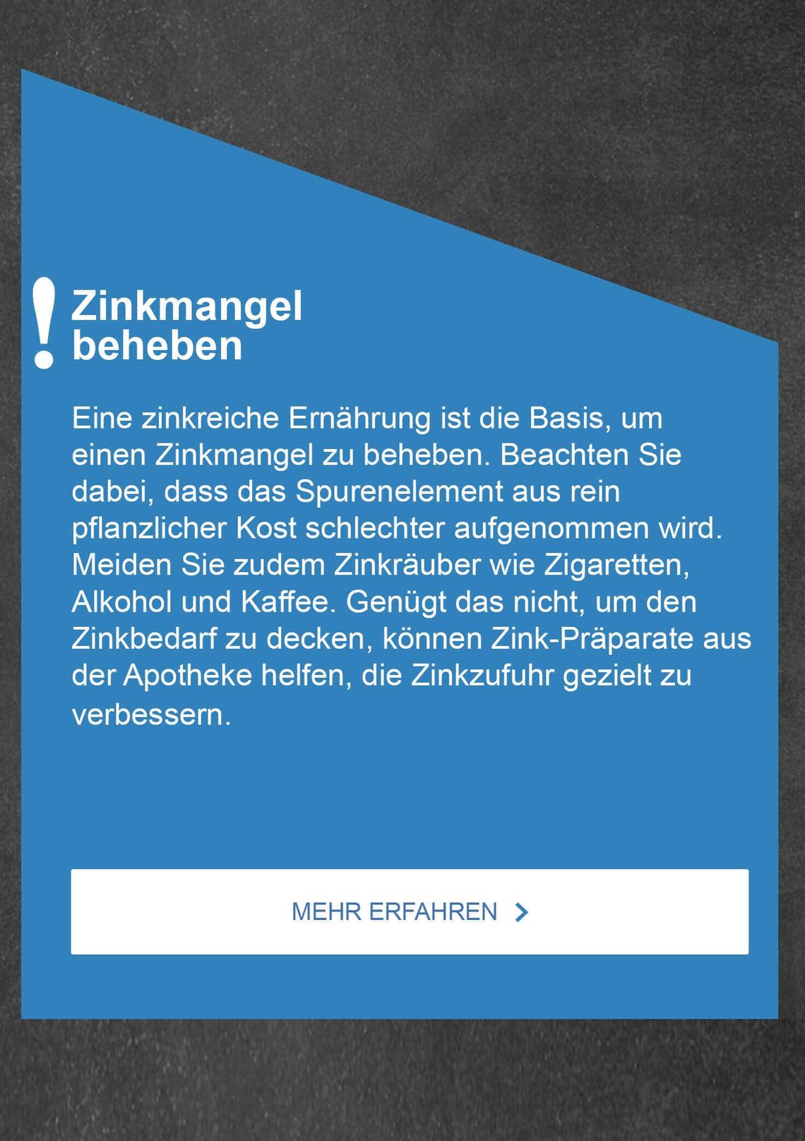 Zinkmangel: Steckbrief